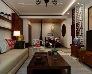 天海譽天下110平米二室二廳新中式裝修效果圖