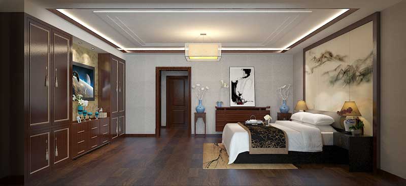 世紀名園260平米四室二廳三衛(wèi)新中式裝修效果圖