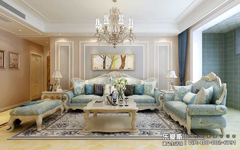 保利花園130平米簡歐風(fēng)格裝修效果圖