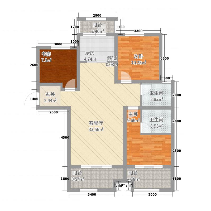 盛邦大都會五期3室2廳2衛(wèi)1廚139㎡戶型圖