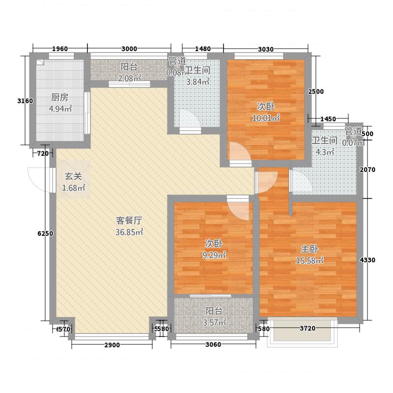 長(zhǎng)久中心(公園9號(hào)）3室1廳2衛(wèi)1廚131㎡戶型圖