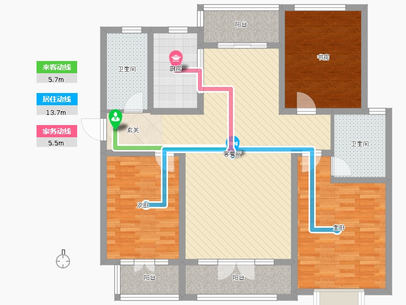 天璽名著3室2廳2衛(wèi)1廚138.㎡動靜態(tài)線圖