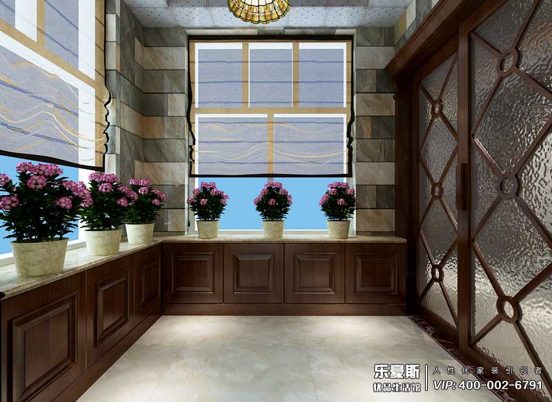 東勝紫御府168平米美式鄉(xiāng)村風格裝修效果圖