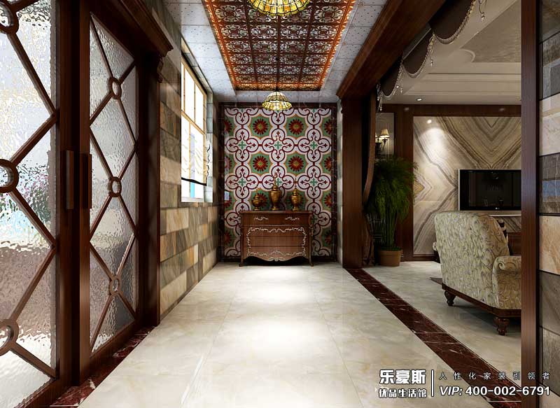 東勝紫御府168平米美式鄉(xiāng)村風格裝修效果圖