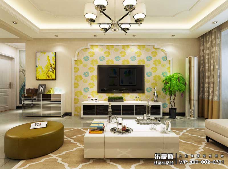 中廈御園125平米簡歐風格裝修效果圖