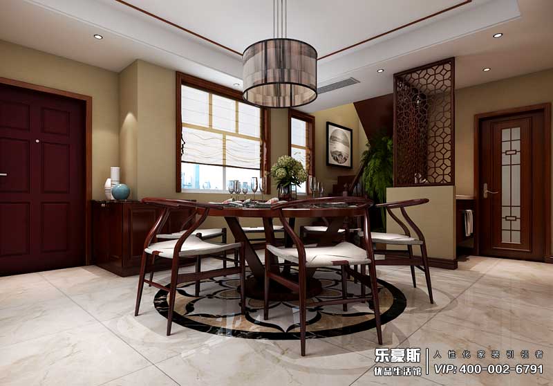 上山間躍層210平米新中式裝修風(fēng)格效果圖