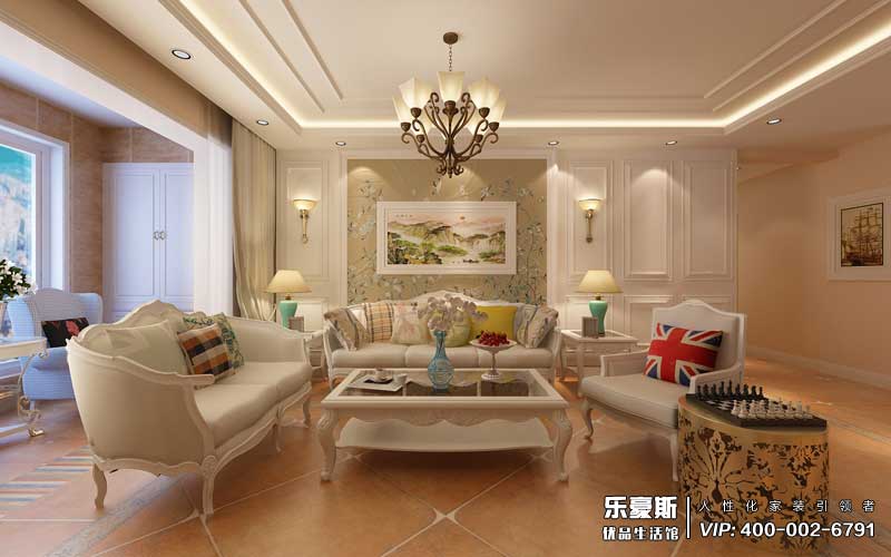 東勝紫御府118平米美式風(fēng)格裝修效果圖