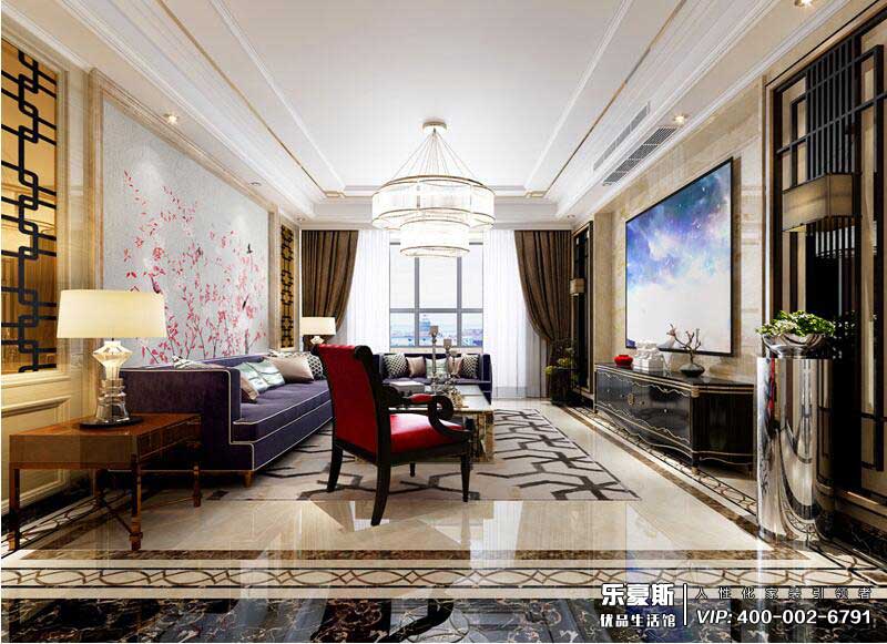 石家莊燕都金帝城220平米簡中風格裝修效果圖