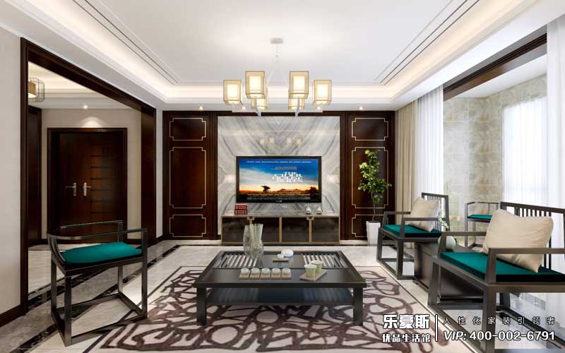 盛世御城三室兩廳新中式風(fēng)格裝修效果圖