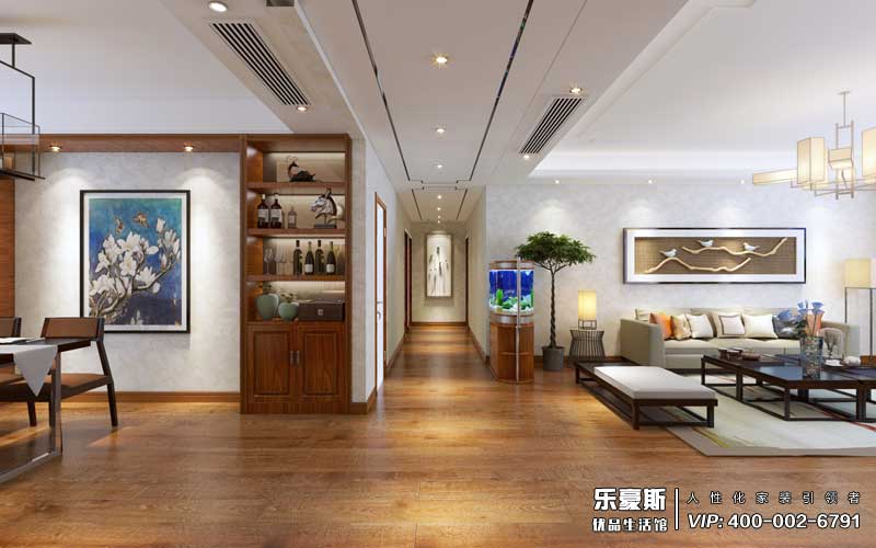 廣安云裳125平米現(xiàn)代中式裝修效果圖