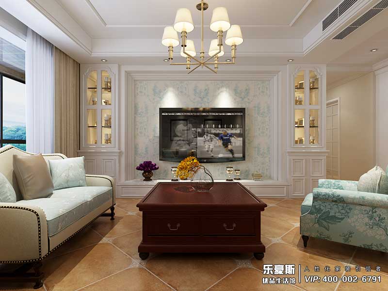 潤德天悅城165平米美式田園風(fēng)格裝修效果圖