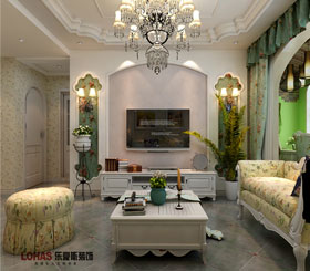 國際城90平兩室兩廳田園風(fēng)格裝修效果圖