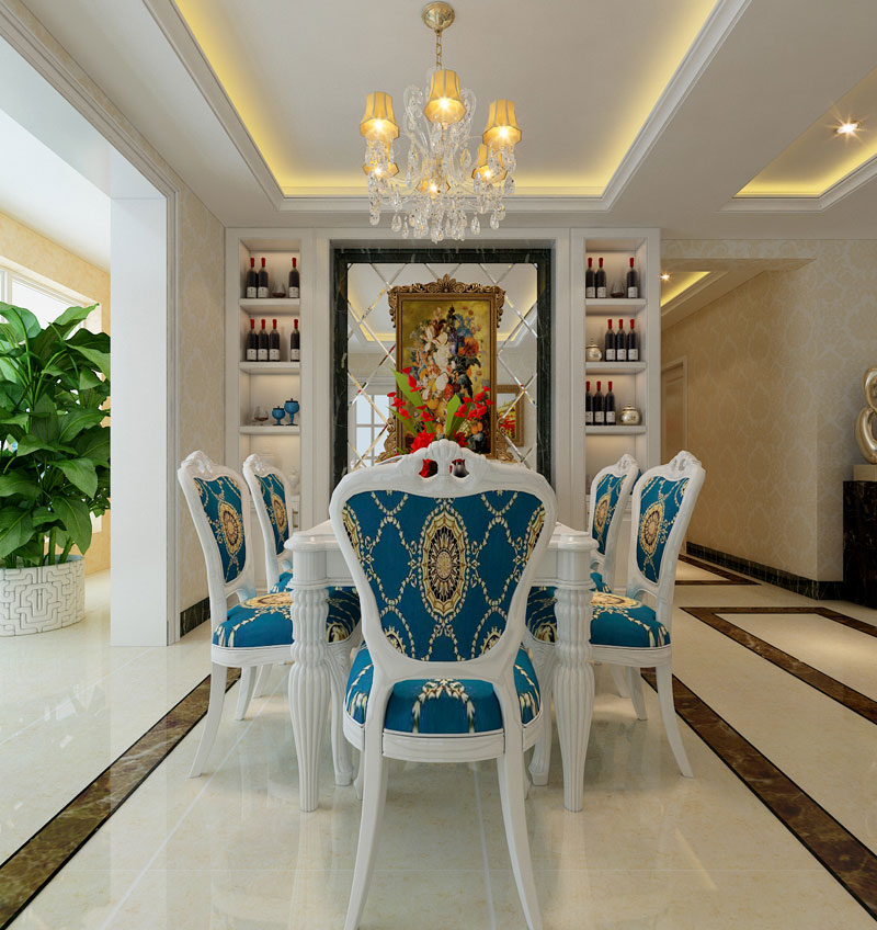 盛邦二期139平米三室兩廳簡歐風(fēng)格