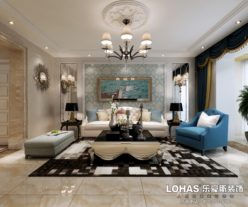 花香維也納三室兩廳裝修效果圖