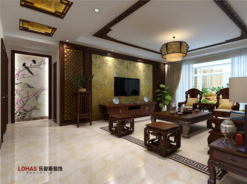 康泰小區(qū)100平兩室兩廳中式裝修效果圖