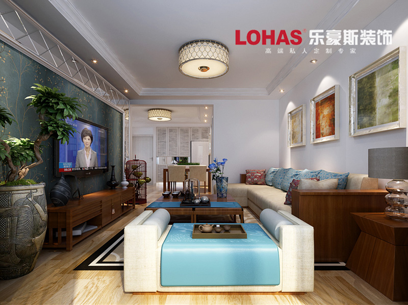 泰豐觀湖92平兩室兩廳現(xiàn)代簡約裝修效果圖