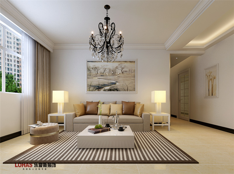 眾美鳳凰城130平三室兩廳簡約裝修效果圖