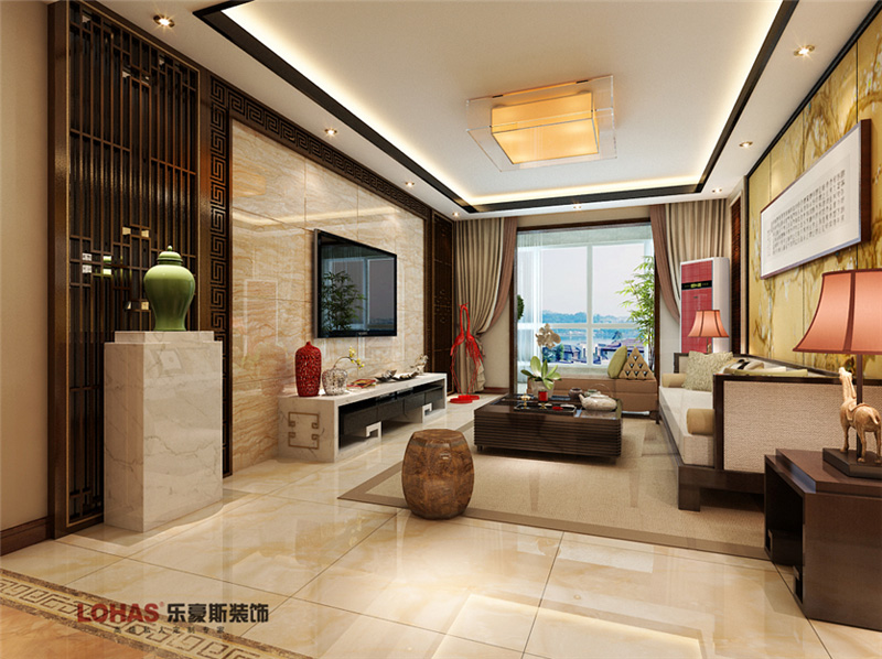 潤澤園130平三室兩廳中式風(fēng)格裝修效果圖