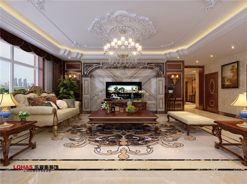 正定盛華公館190平美式裝修效果圖