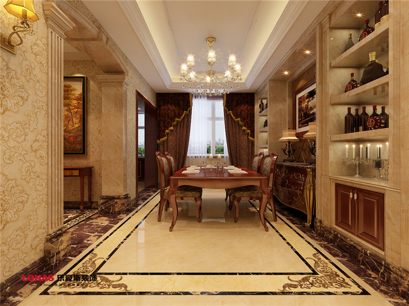 正定盛華公館190平美式裝修效果圖