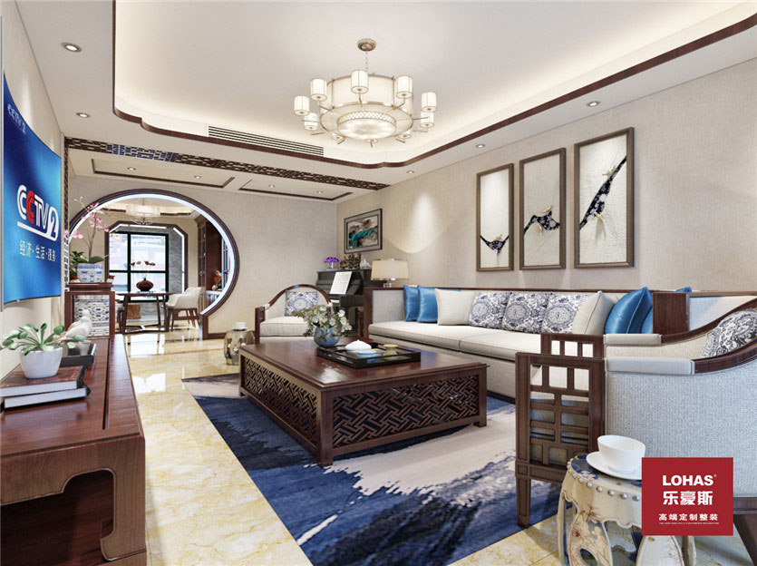 匯君城140平三室新中式風格裝修效果圖