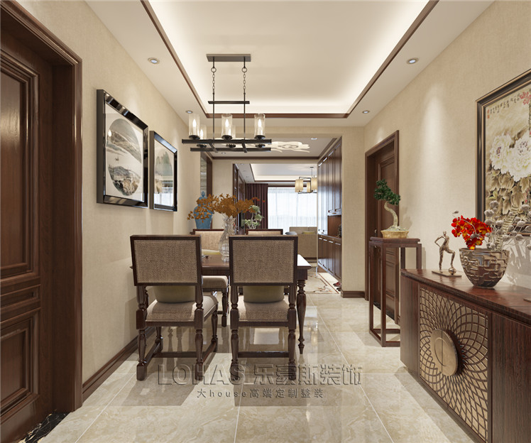 匯景花園110平米三室新中式風(fēng)格裝修效果圖