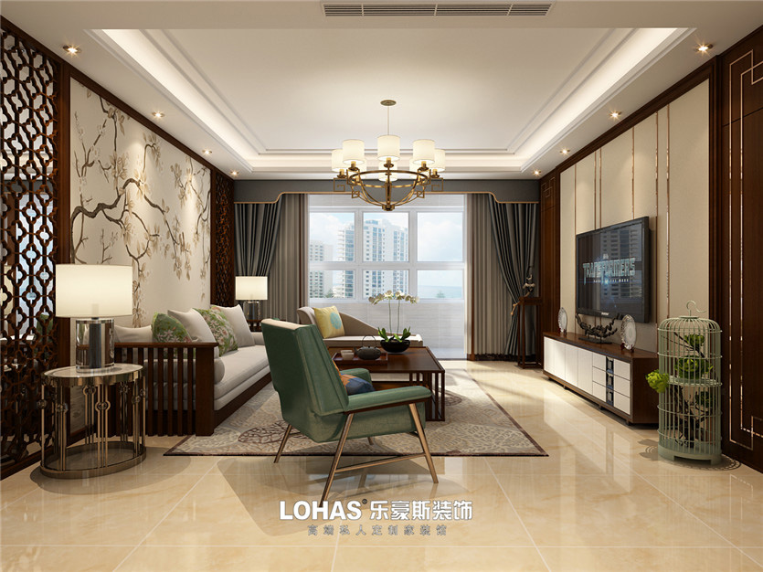 陽(yáng)光水岸170平新中式風(fēng)格裝修效果圖03