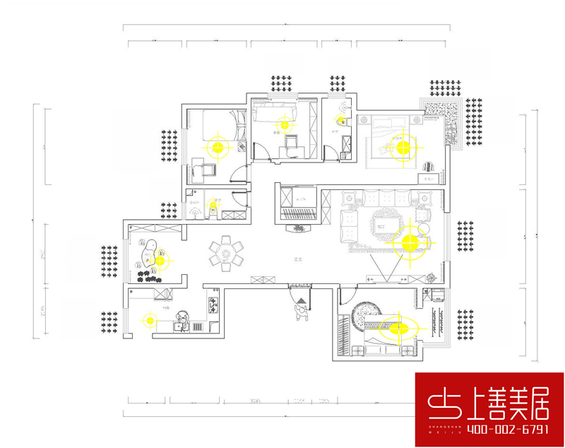 綠朗時(shí)光170平四室兩廳簡歐風(fēng)格裝修效果圖