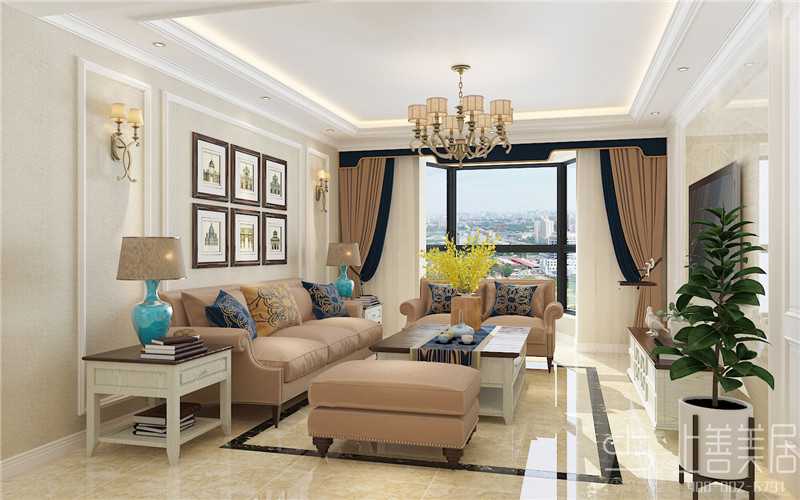 [舊房改造]井陘紅緯小區(qū)138平簡歐裝修效果圖