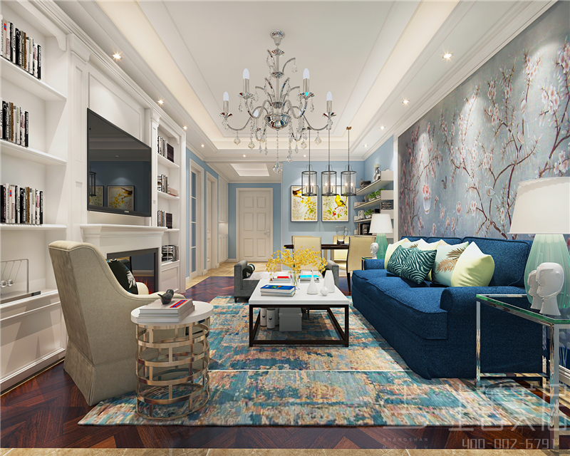 榮盛城83平兩室一廳田園風格裝修效果圖