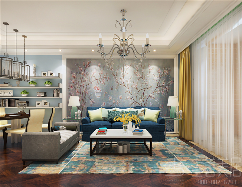 榮盛城83平兩室一廳田園風(fēng)格裝修效果圖