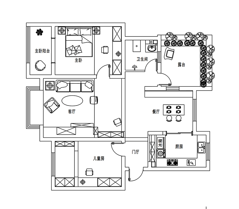 西山庭院110平現(xiàn)代簡(jiǎn)約