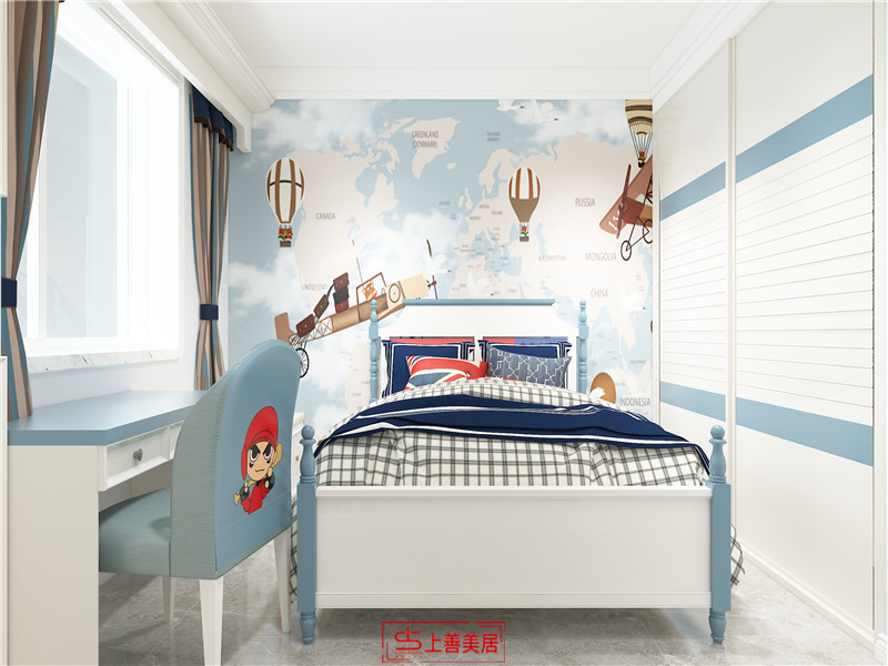 金馬小區(qū)90平美式風格臥室