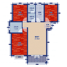 天璽名著3室2廳2衛(wèi)1廚139.00㎡戶型圖01_副本