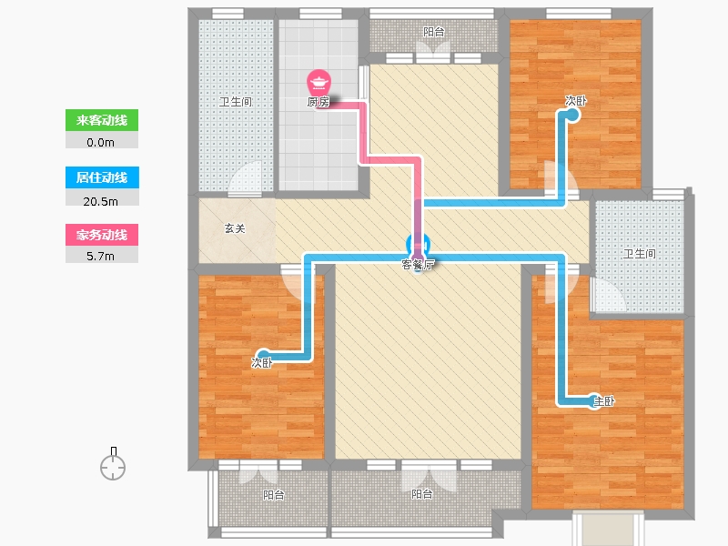 天璽名著3室2廳2衛(wèi)1廚138.0平戶型動(dòng)靜線圖