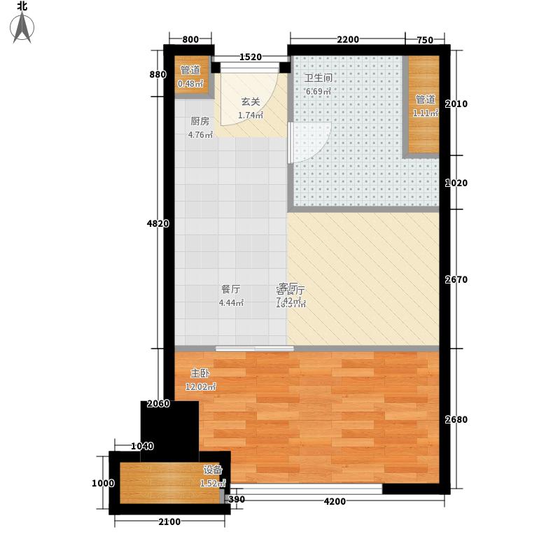 林蔭大院1室1廳1衛(wèi)0廚43㎡戶(hù)型圖