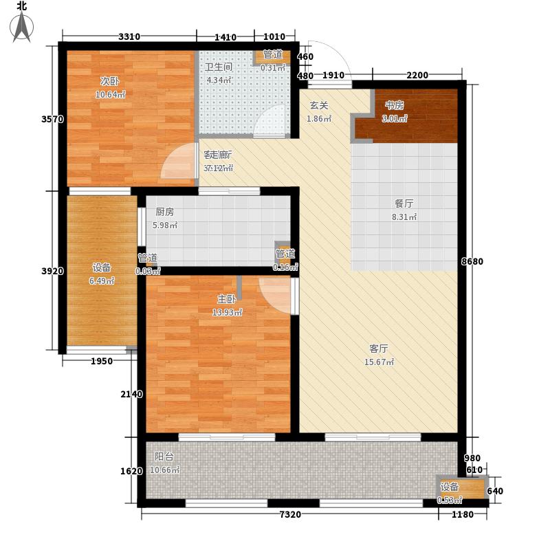 林蔭大院2室1廳1衛(wèi)1廚100㎡戶(hù)型圖