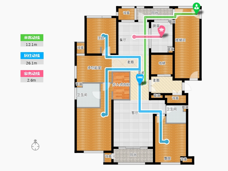 林蔭大院3室1廳2衛(wèi)1廚169.00㎡動(dòng)線圖