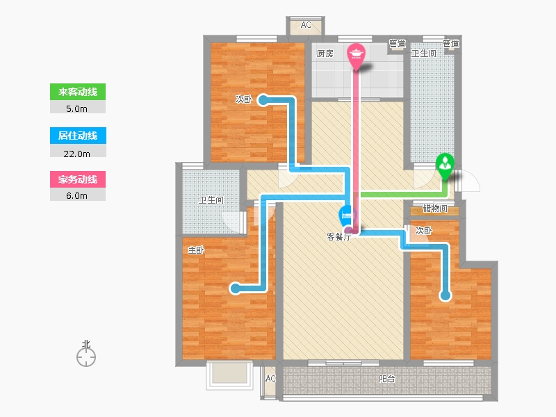 漢嘉海語城4室1廳2衛(wèi)1廚175.00㎡動線圖