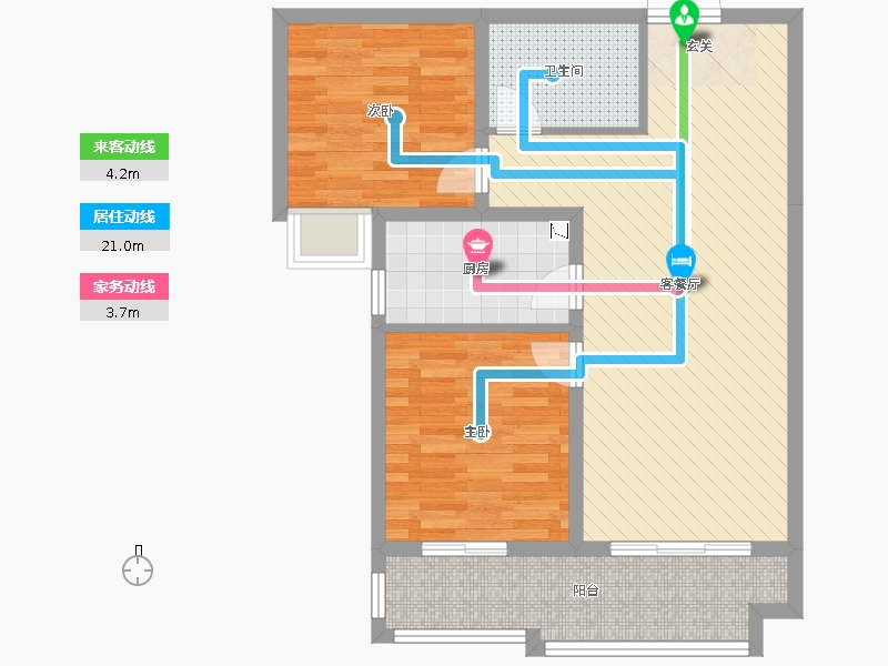赫石府2室2廳1衛(wèi)1廚94.00㎡動線圖