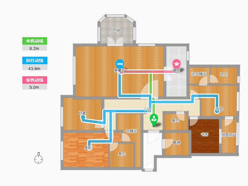 天山九峯3室2廳0衛(wèi)1廚177.00㎡動線圖
