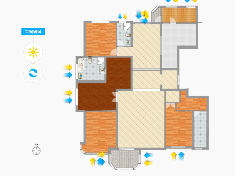 天山九峯4室2廳3衛(wèi)1廚257.00㎡采光通風圖