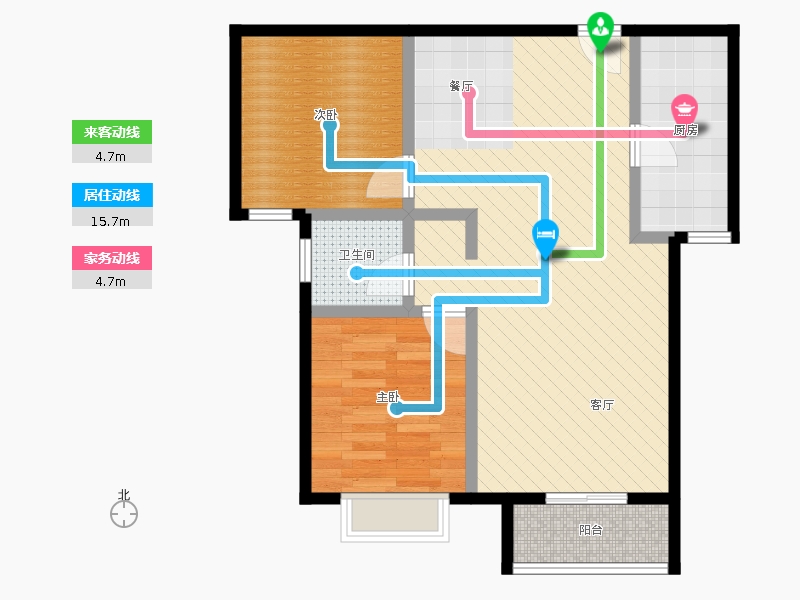 弘石灣2室2廳1衛(wèi)1廚88.00㎡動(dòng)線圖
