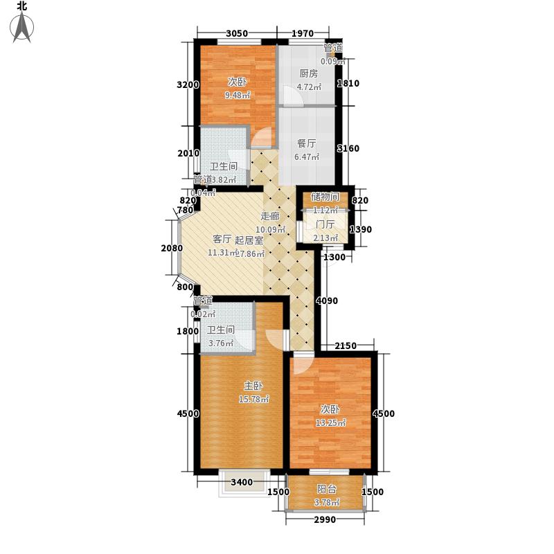 弘石灣3室2廳2衛(wèi)1廚123㎡戶型圖