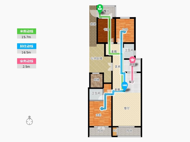 帝王國際3室2廳2衛(wèi)1廚138.00㎡動(dòng)線圖