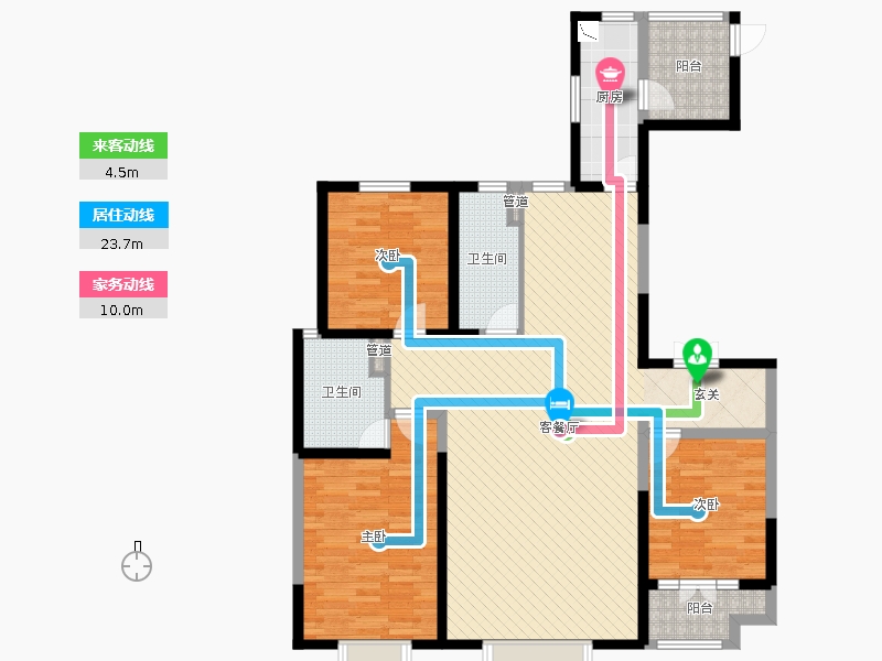帝王國(guó)際3室2廳2衛(wèi)1廚165.00㎡動(dòng)線圖
