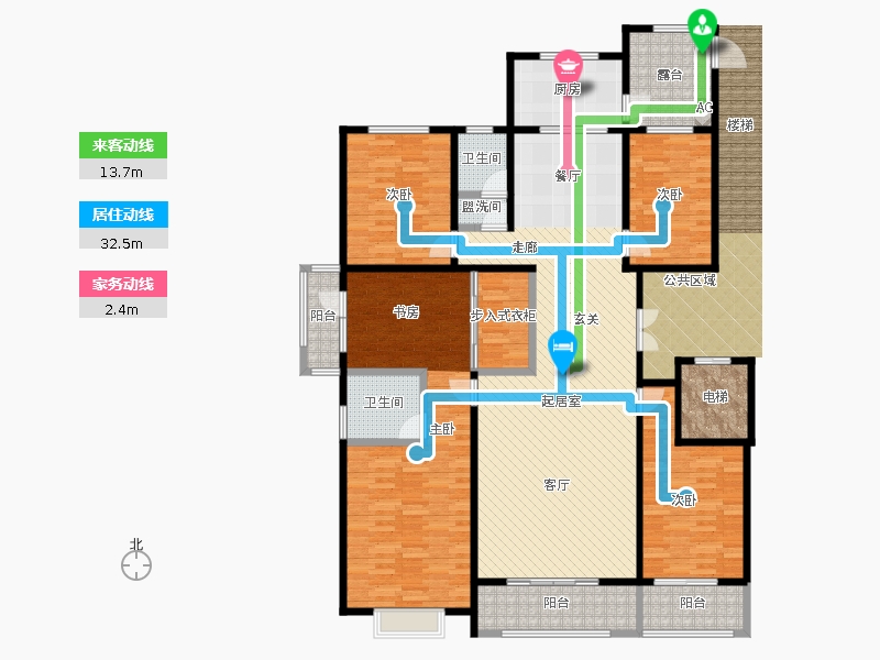 帝王國際4室2廳2衛(wèi)1廚204.00㎡動(dòng)線圖