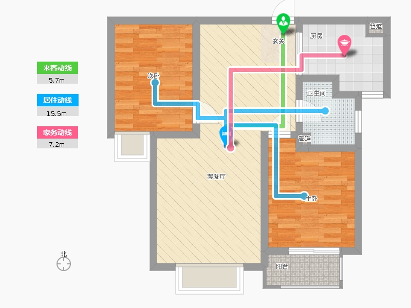 雨荷水岸2室1廳1衛(wèi)1廚63㎡動(dòng)靜線圖