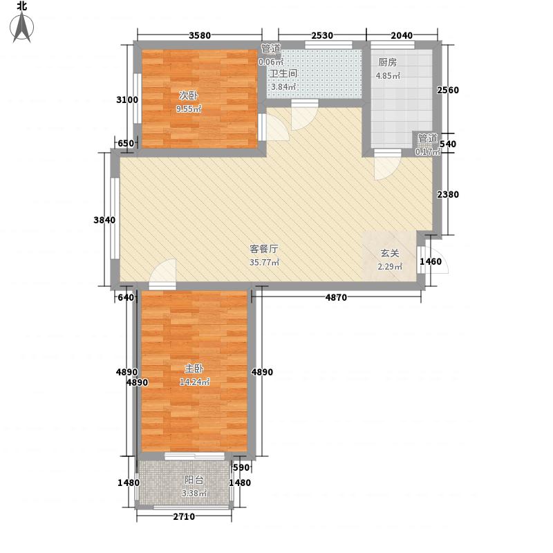 雨荷水岸2室1廳1衛(wèi)1廚72㎡戶型圖