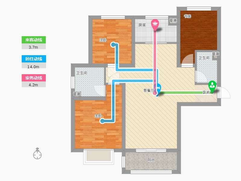 雨荷水岸3室1廳2衛(wèi)1廚75㎡動(dòng)靜線圖